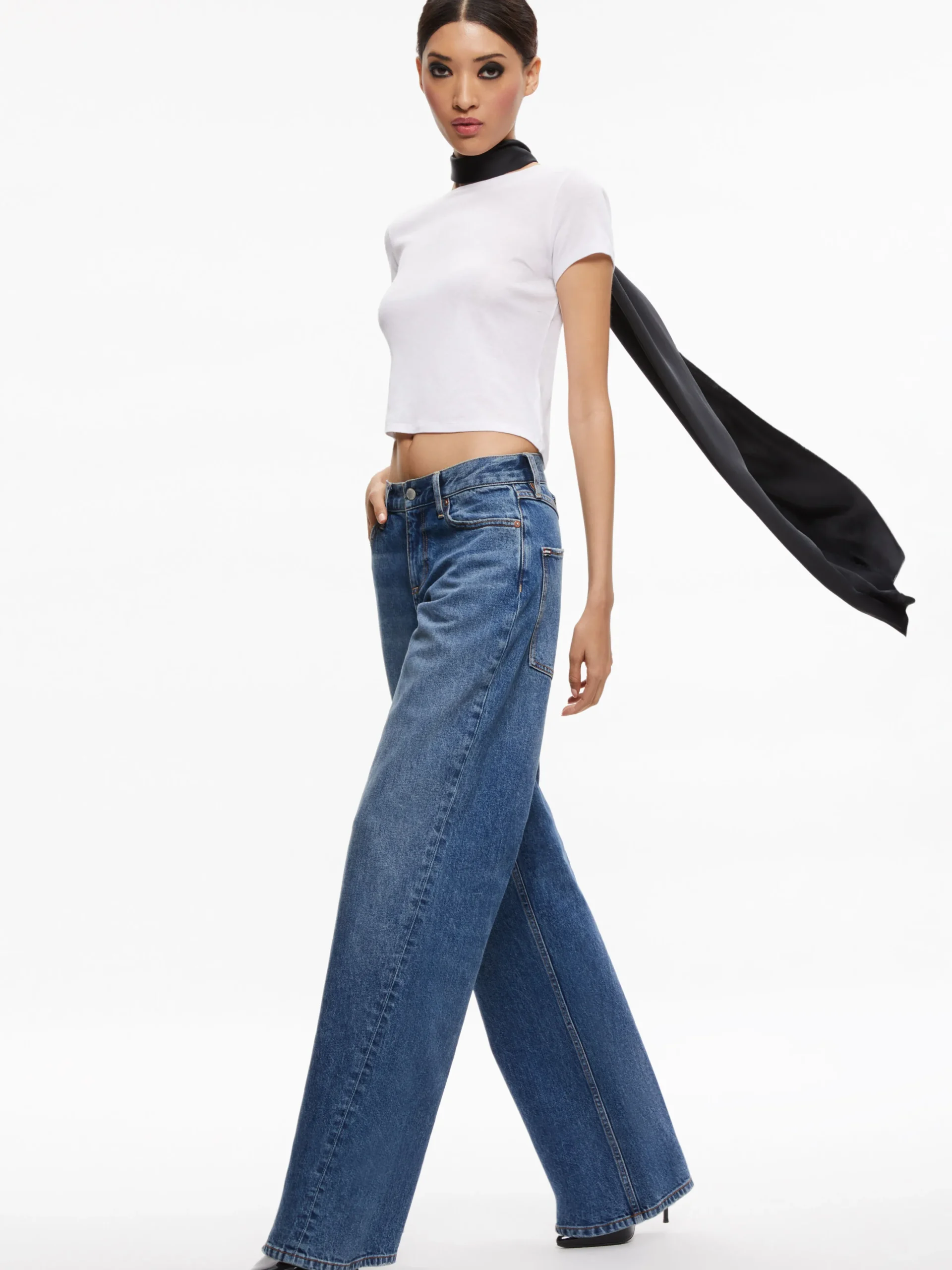 Alice and Olivia ERNIE LOW RISE BUCKLE BACK JEAN AVERY BLUE*FEATURED SHOPS | CLOTHING | CLOTHING