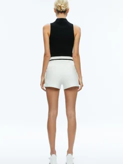 Alice and Olivia ESTA PLEATED CONTRAST TRIM SHORT OFF WHITE/BLACK*FEATURED SHOPS | FEATURED SHOPS | CLOTHING | CLOTHING