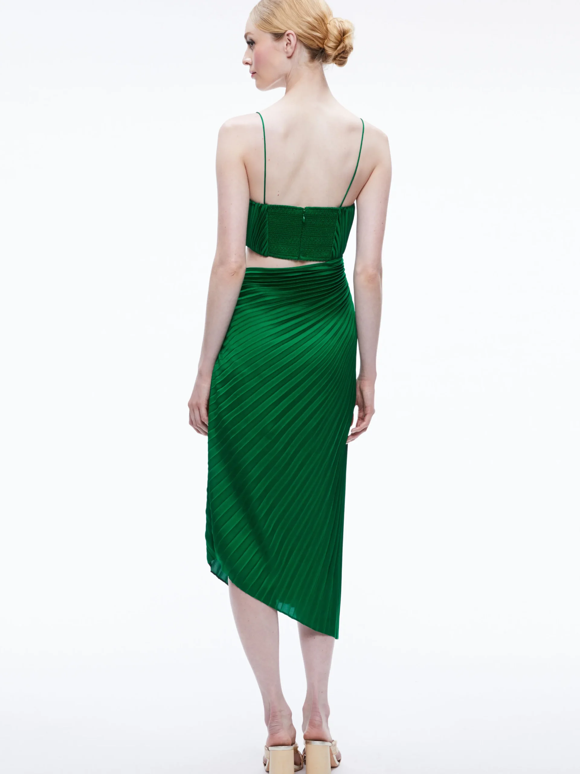 Alice and Olivia FAYETH CUT OUT ASYMMETRICAL HEM MIDI DRESS *DRESSES | DRESSES | CLOTHING