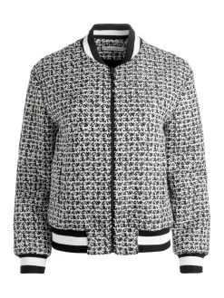 Alice and Olivia FELISA VARSITY BOMBER JACKET BLACK/OFF WHITE*FEATURED SHOPS | CLOTHING