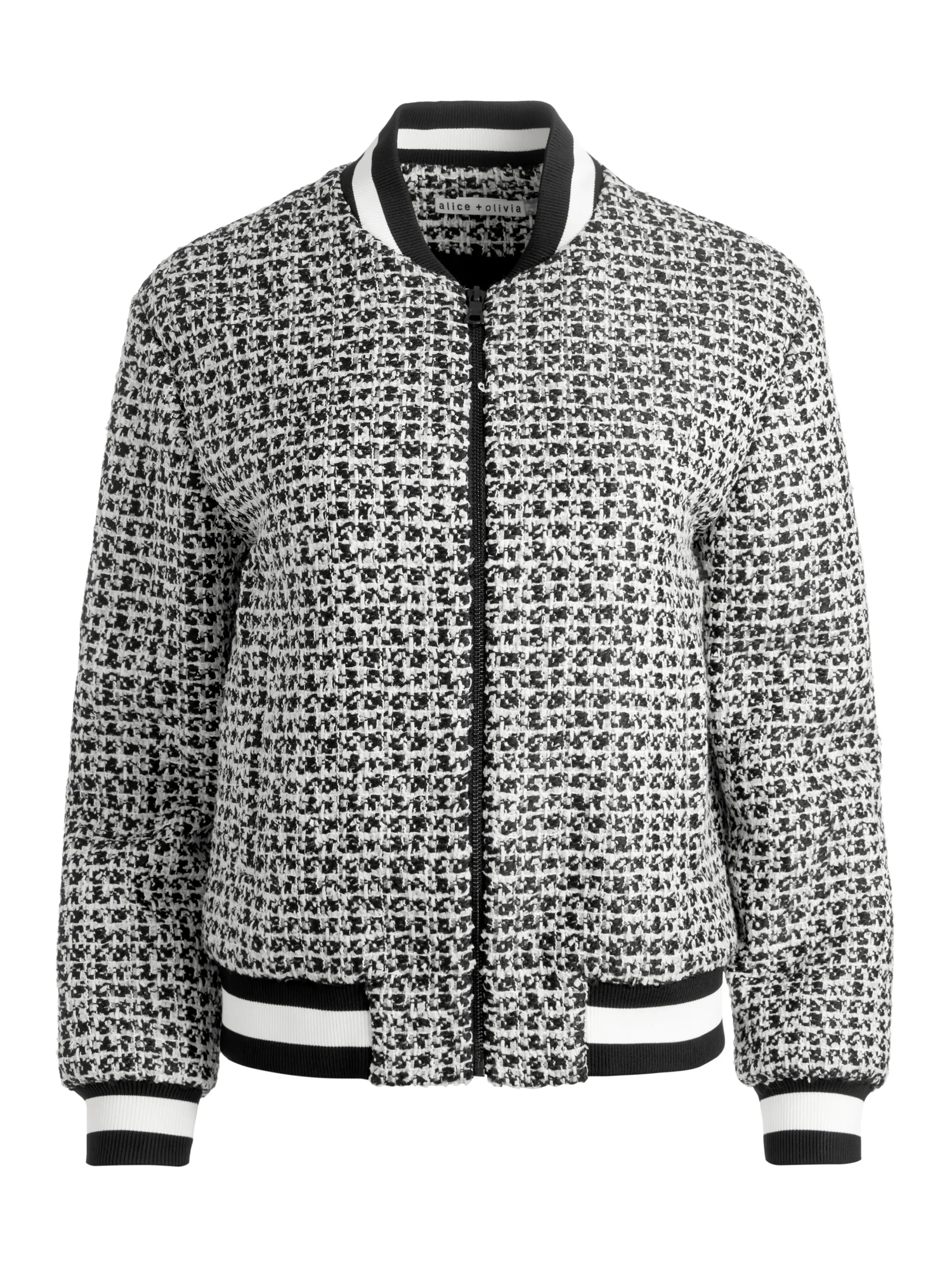 Alice and Olivia FELISA VARSITY BOMBER JACKET BLACK/OFF WHITE*FEATURED SHOPS | CLOTHING