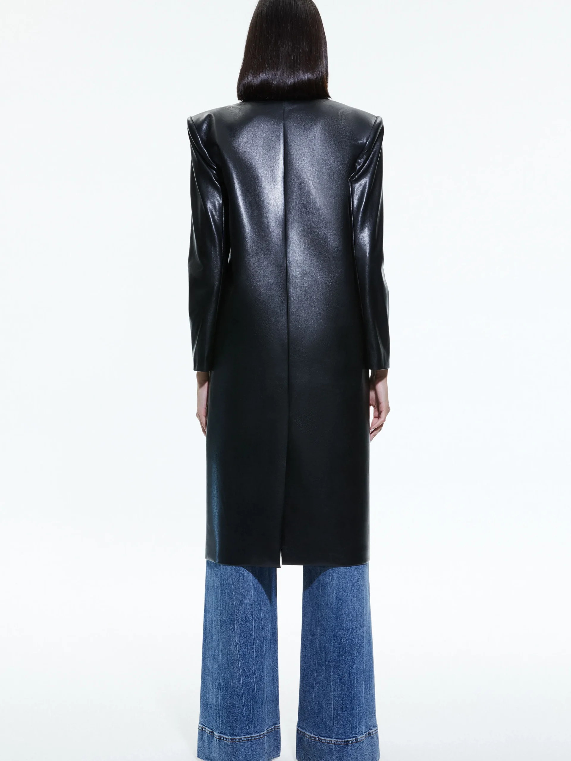 Alice and Olivia FIERRO VEGAN LEATHER LONG BLAZER BLACK*FEATURED SHOPS | FEATURED SHOPS | CLOTHING