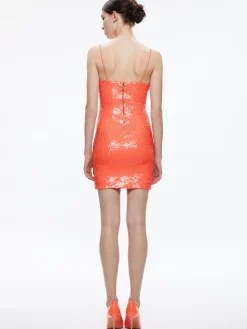 Alice and Olivia FIFI SEQUIN FITTED MINI CAMI DRESS CORAL SUNSET*DRESSES | DRESSES | CLOTHING