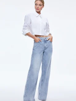 Alice and Olivia FINELY CROPPED OVERSIZED BUTTON DOWN SHIRT OFF WHITE*FEATURED SHOPS | FEATURED SHOPS | CLOTHING