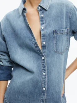 Alice and Olivia FINELY DENIM BUTTON DOWN SADIE LT VINTAGE BLUE*FEATURED SHOPS | FEATURED SHOPS | CLOTHING