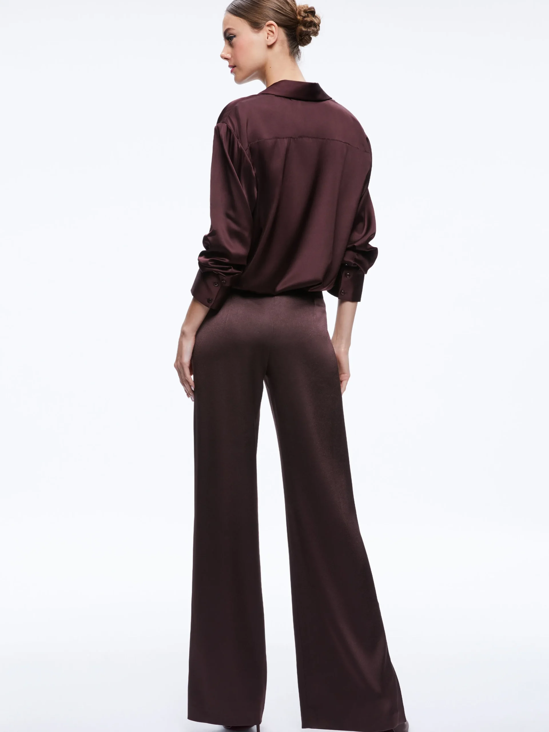 Alice and Olivia FINELY OVERSIZED BUTTON DOWN SHIRT + JC WIDE LEG SIDE SLIT PANT *CLOTHING