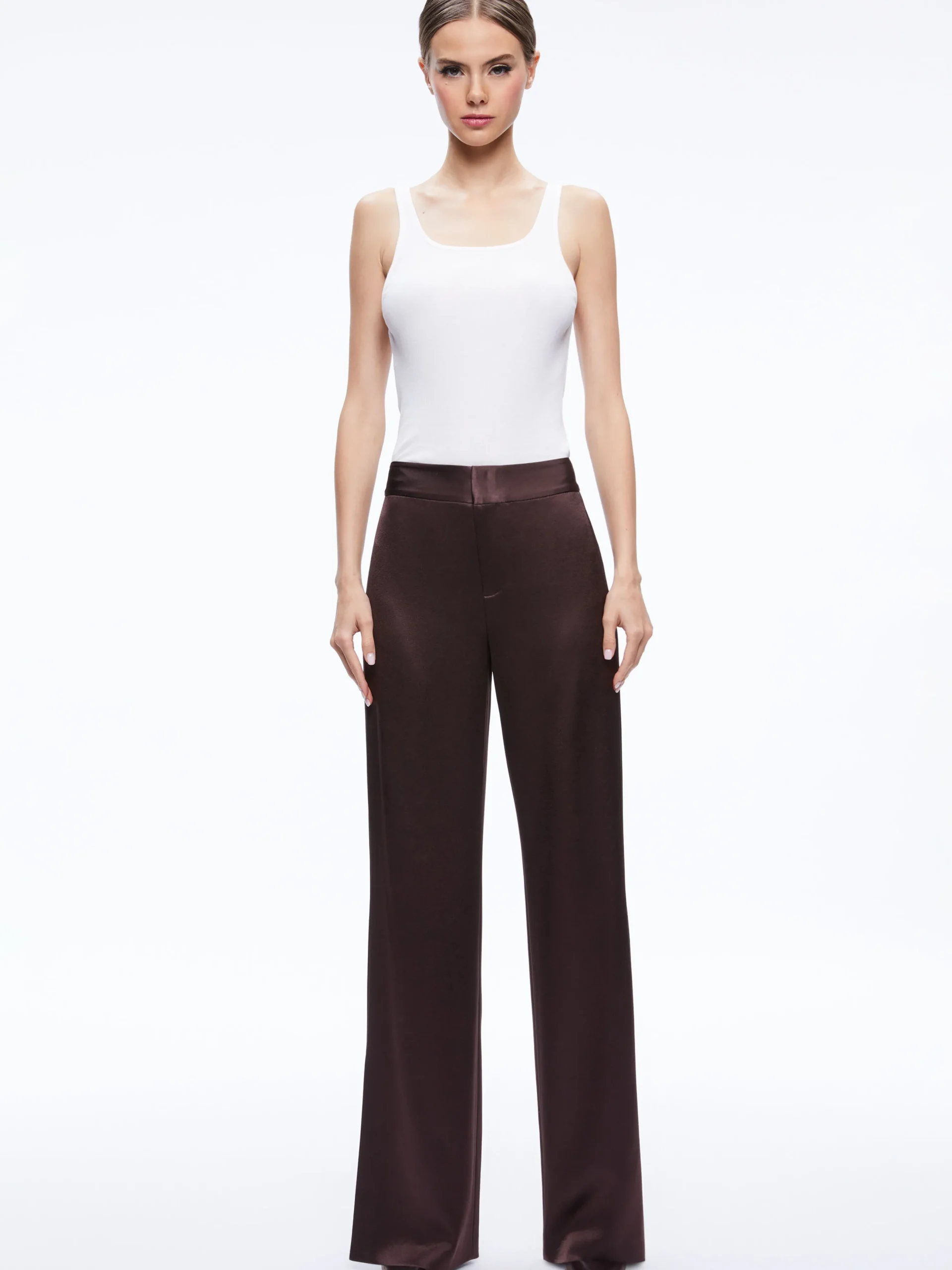 Alice and Olivia FINELY OVERSIZED BUTTON DOWN SHIRT + JC WIDE LEG SIDE SLIT PANT *CLOTHING