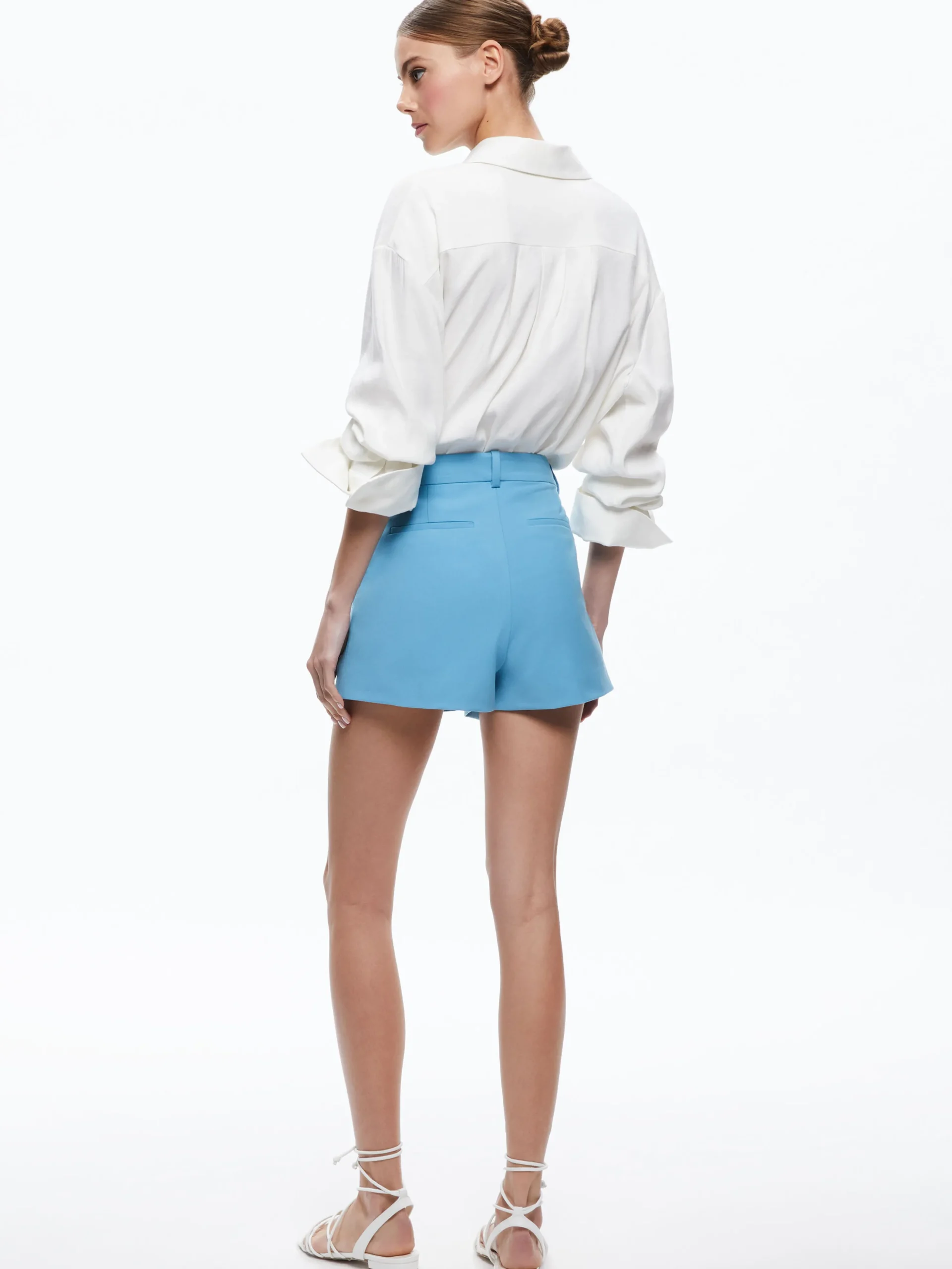 Alice and Olivia GARY HIGH WAISTED FRONT PLEAT SHORT OXFORD BLUE*CLOTHING