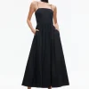 Alice and Olivia GLYNIS SPAGHETTI STRAP SCARF MIDI DRESS BLACK*DRESSES | DRESSES | CLOTHING