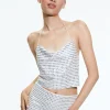 Alice and Olivia GRAZI EMBELLISHED TIE BACK CROP TOP + RILEY EMBELLISHED MINI SKIRT *CLOTHING