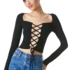Alice and Olivia HILARIA LACE FRONT TOP *CLOTHING