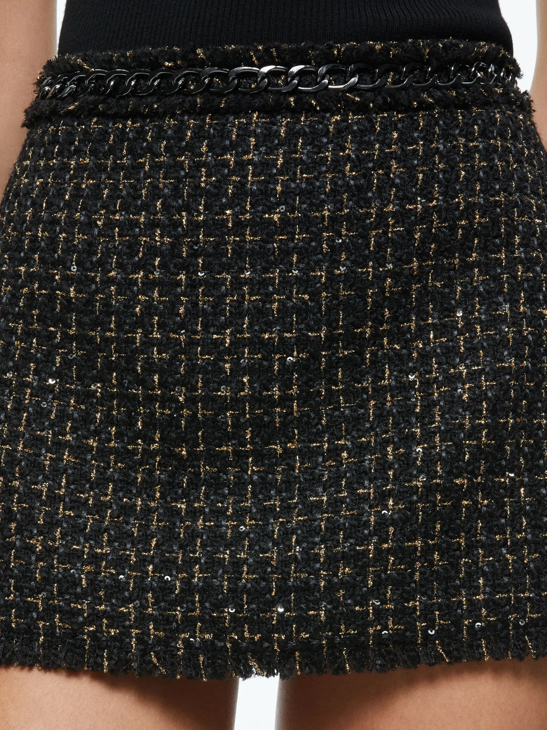 Alice and Olivia JALEN CHAIN MINI SKIRT BLACK/GOLD*CLOTHING | CLOTHING