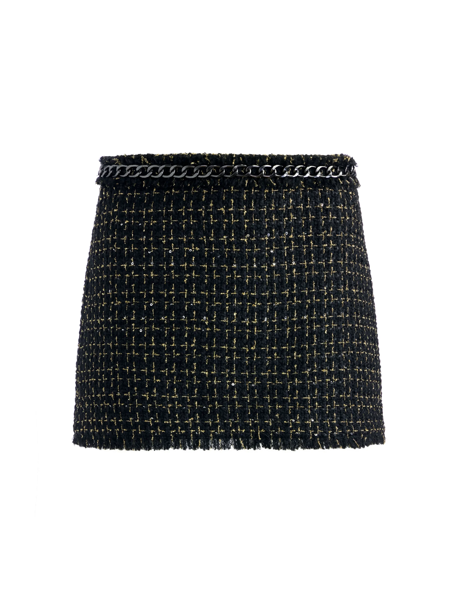 Alice and Olivia JALEN CHAIN MINI SKIRT BLACK/GOLD*CLOTHING | CLOTHING