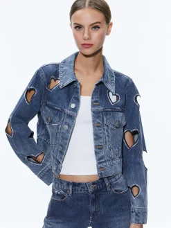 Alice and Olivia JEFF HEART EMBELLISHED CROPPED DENIM JACKET TRUE BLUES DARK*FEATURED SHOPS | FEATURED SHOPS | CLOTHING