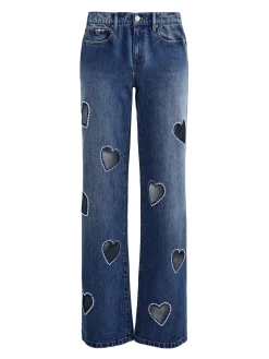 Alice and Olivia JEFF HEART EMBELLISHED CROPPED DENIM JACKET + KARRIE EMBELLISHED HEART JEAN *CLOTHING