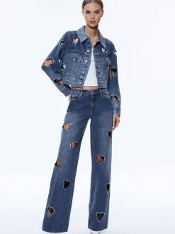 Alice and Olivia JEFF HEART EMBELLISHED CROPPED DENIM JACKET TRUE BLUES DARK*FEATURED SHOPS | FEATURED SHOPS | CLOTHING