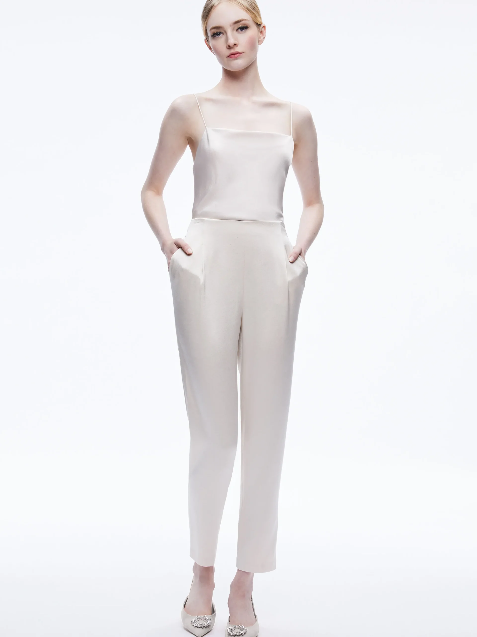 Alice and Olivia JESSIE SLIM PANT CHAMPAGNE*CLOTHING