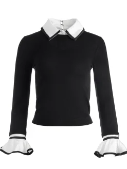 Alice and Olivia JUSTINA COMBINATION SWEATER BLACK COMBO*FEATURED SHOPS | FEATURED SHOPS | CLOTHING | CLOTHING