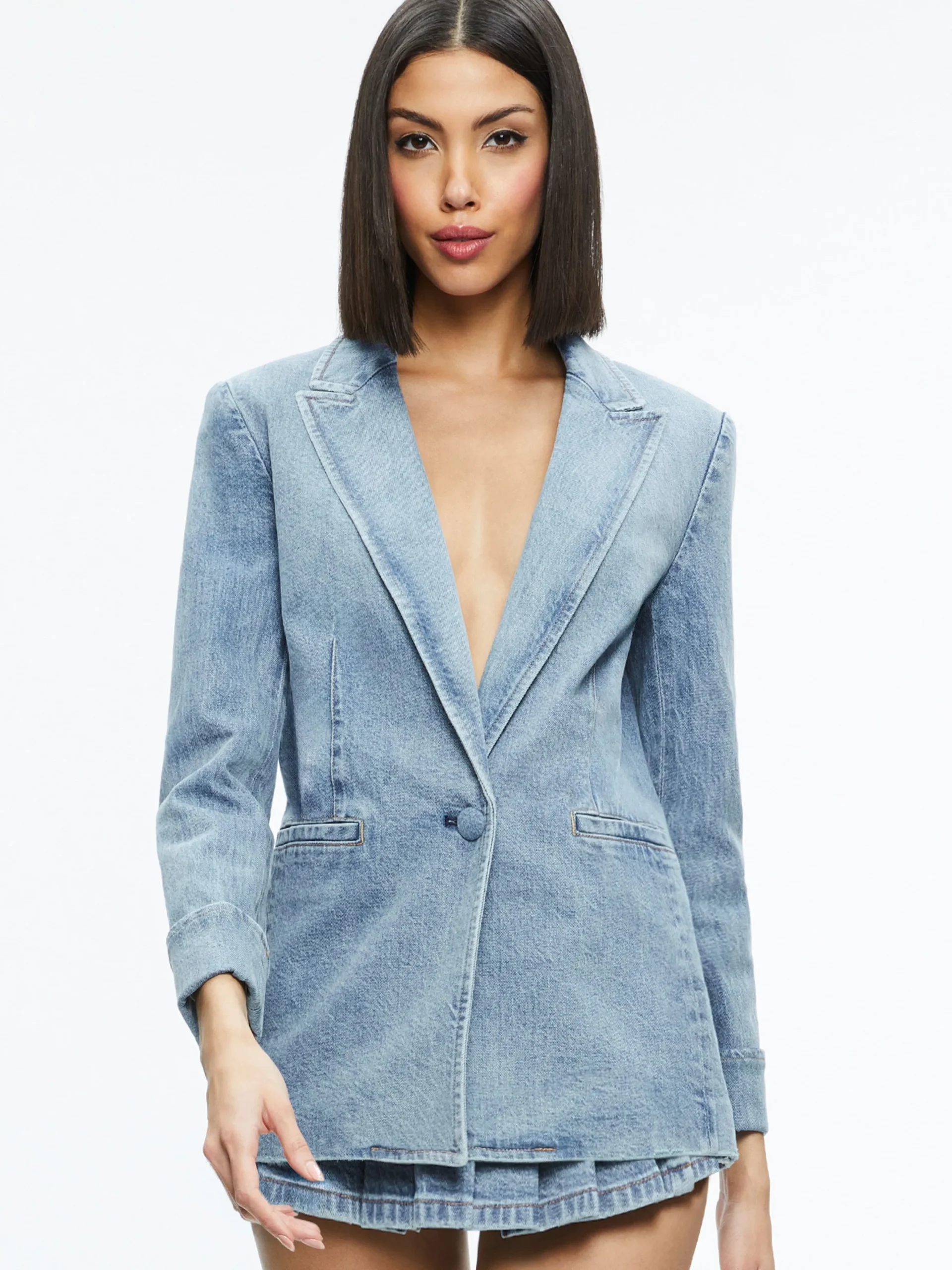 Alice and Olivia JUSTINE ROLLED CUFF BLAZER GEORGIA VINTAGE BLUE*FEATURED SHOPS | FEATURED SHOPS | CLOTHING