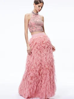 Alice and Olivia KAL RUFFLE GOWN SKIRT ROSE*CLOTHING
