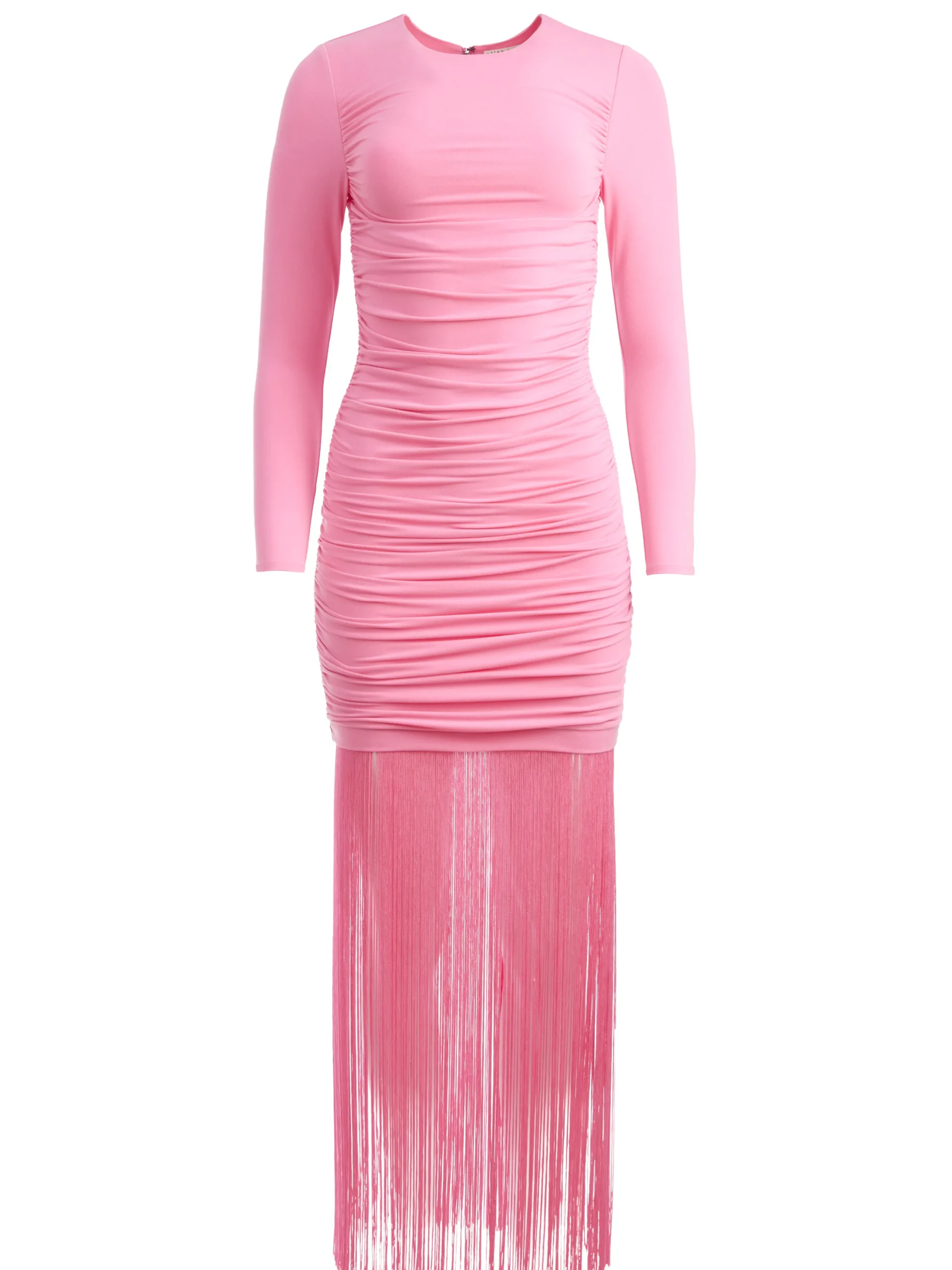 Alice and Olivia KATHERINA LONG SLEEVE DRESS WITH FRINGE PRIMROSE*DRESSES | DRESSES | CLOTHING