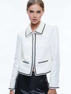 Alice and Olivia KIDMAN PEARL COLLAR BOXY JACKET OFF WHITE*CLOTHING