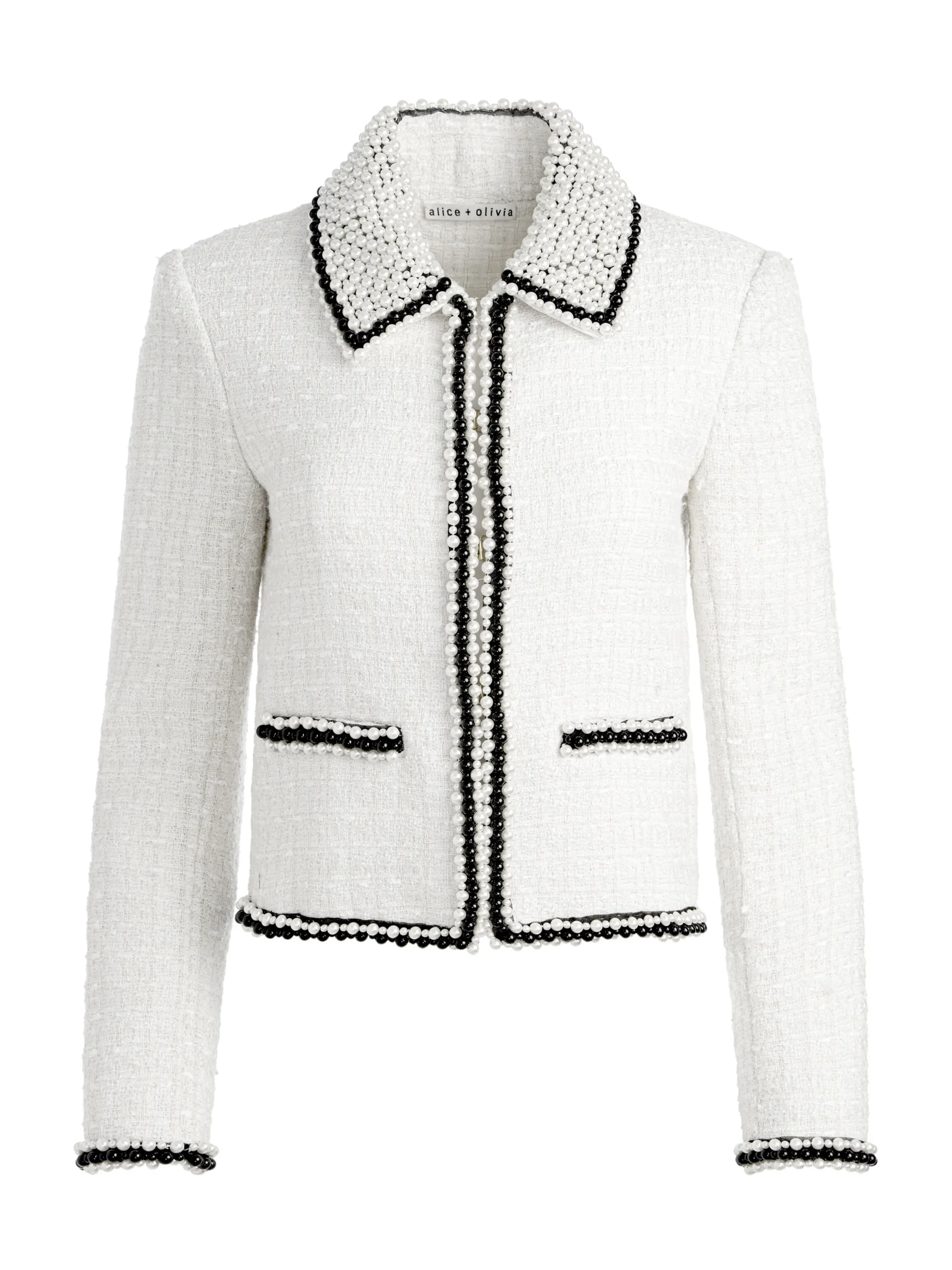 Alice and Olivia KIDMAN PEARL COLLAR BOXY JACKET OFF WHITE*CLOTHING