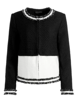 Alice and Olivia KIDMAN TWO-FER TWEED JACKET BLACK/OFF WHITE*FEATURED SHOPS | FEATURED SHOPS | CLOTHING | CLOTHING