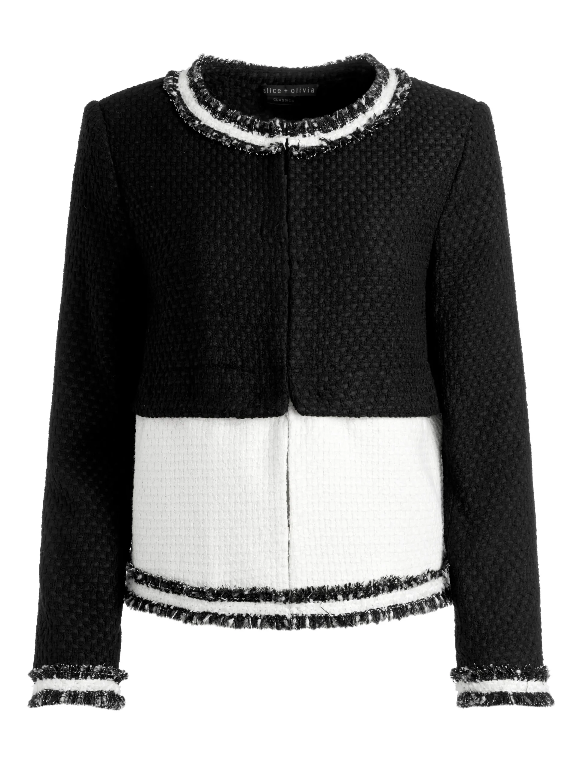 Alice and Olivia KIDMAN TWO-FER TWEED JACKET BLACK/OFF WHITE*FEATURED SHOPS | FEATURED SHOPS | CLOTHING | CLOTHING