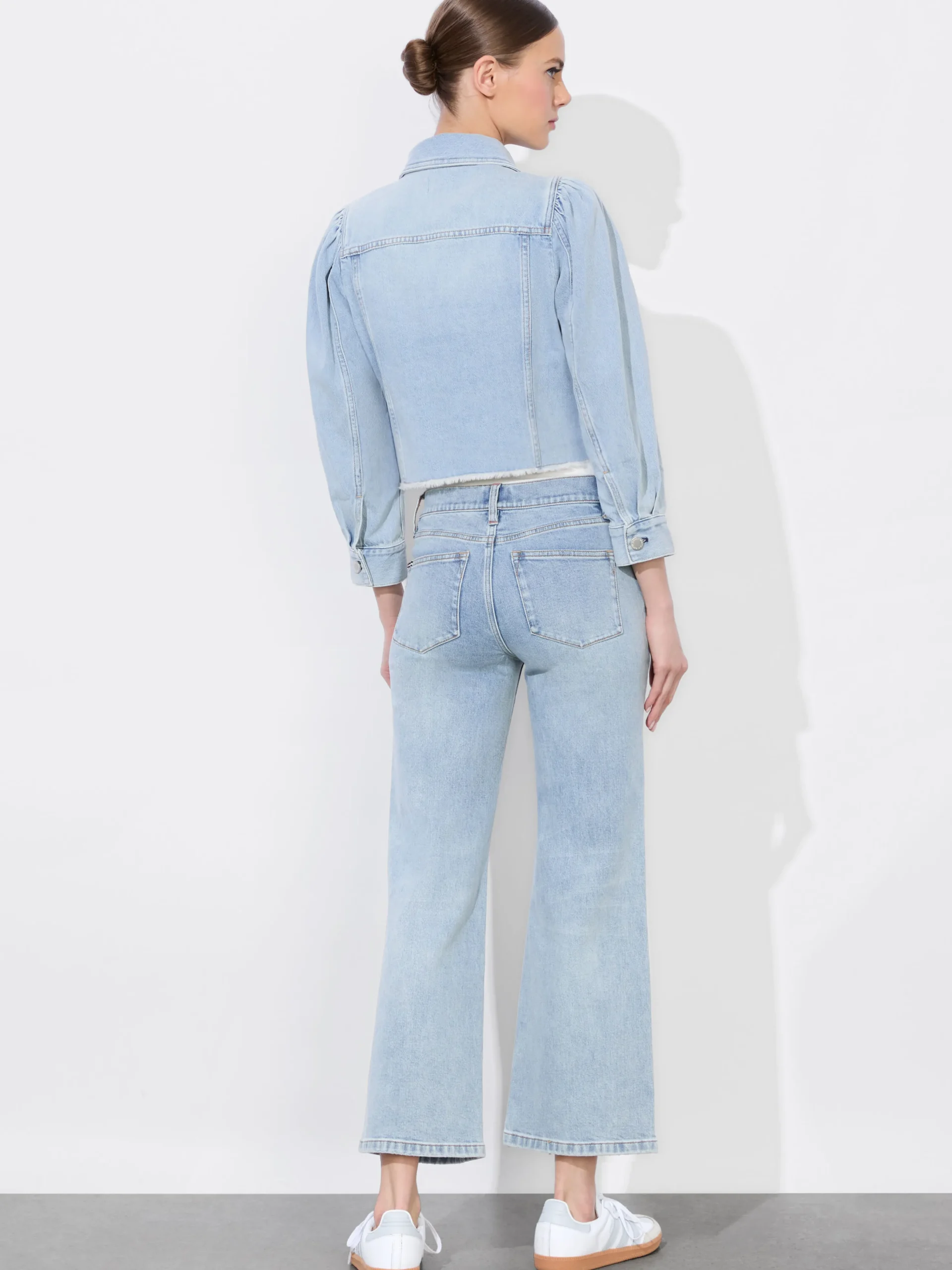 Alice and Olivia LANA PUFF SLEEVE DENIM JACKET WITH RAW HEM *FEATURED SHOPS | CLOTHING