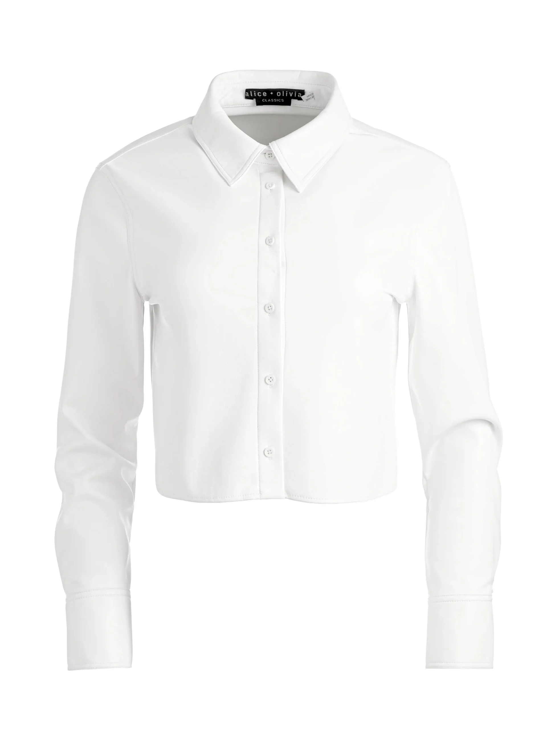 Alice and Olivia LEON CROPPED VEGAN LEATHER BUTTON DOWN *FEATURED SHOPS | FEATURED SHOPS | CLOTHING