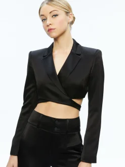 Alice and Olivia LEONE CROPPED WRAP BLAZER BLACK*CLOTHING | CLOTHING
