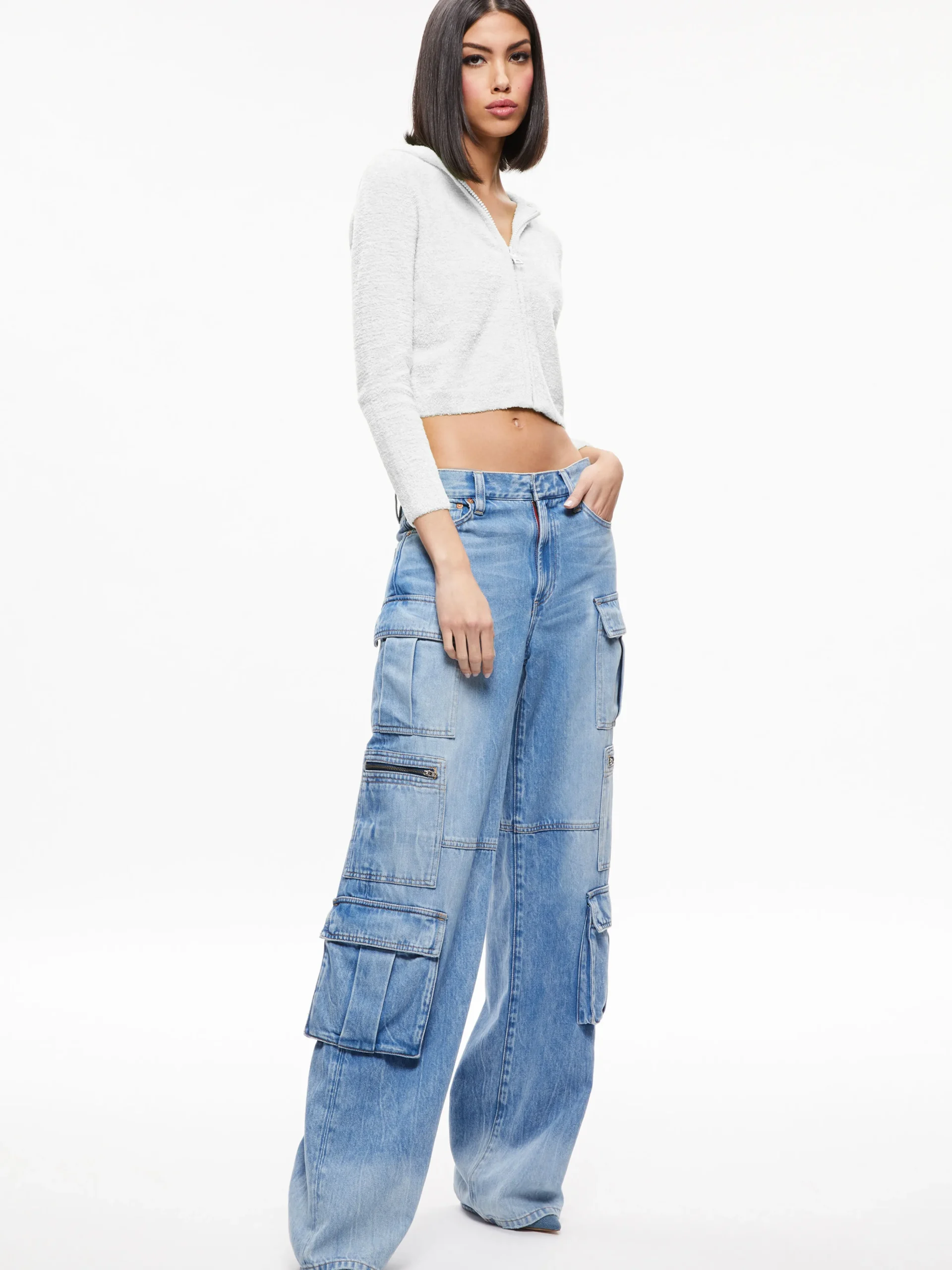 Alice and Olivia LIDELL CROPPED ZIP UP HOODIE *CLOTHING | CLOTHING