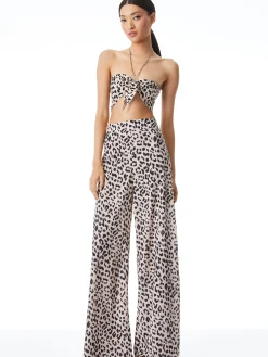 Alice and Olivia LIVIA HALTER TOP LEOPARD-SAND*CLOTHING