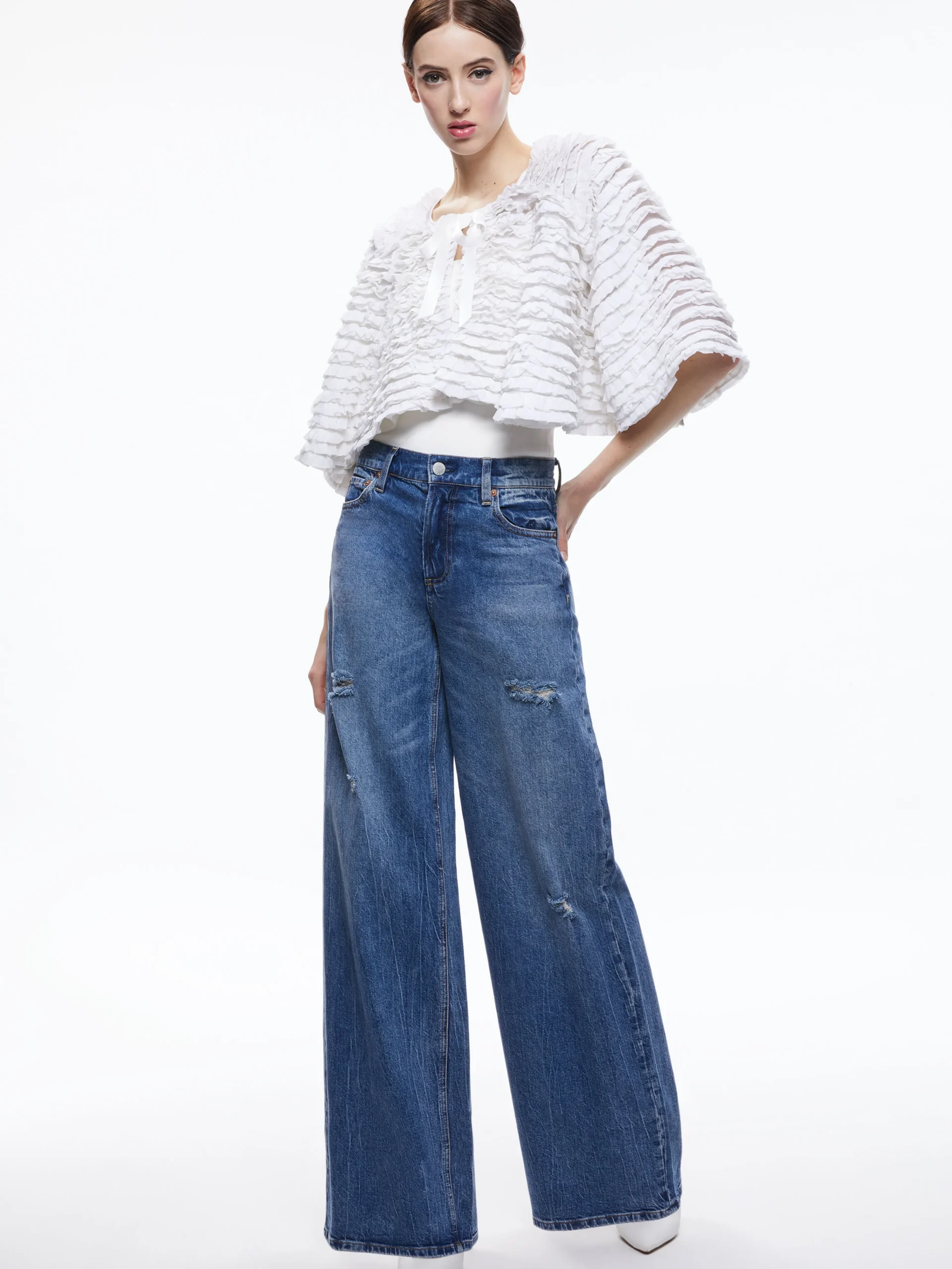 Alice and Olivia LOREE RUFFLE TIE FRONT CROPPED JACKET *CLOTHING