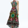 Alice and Olivia LOYCE TWIST BACK RUFFLE MAXI DRESS MONARCH BLACK MEDIUM*DRESSES | DRESSES | CLOTHING