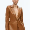 Alice and Olivia MACEY FITTED VEGAN LEATHER BLAZER + DANETTE VEGAN LEATHER SPLIT HEM TROUSERS *CLOTHING