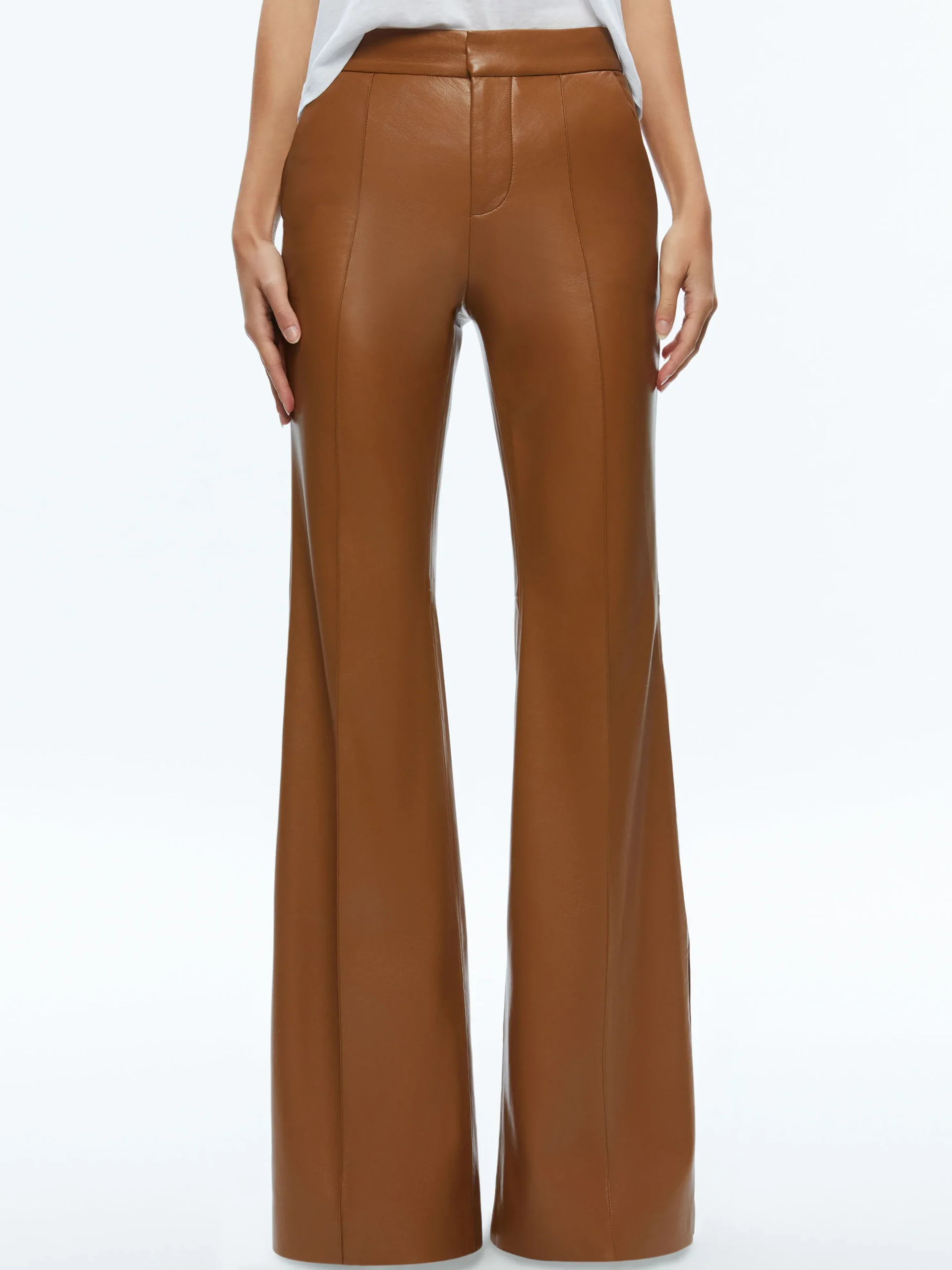 Alice and Olivia MACEY FITTED VEGAN LEATHER BLAZER + DANETTE VEGAN LEATHER SPLIT HEM TROUSERS *CLOTHING