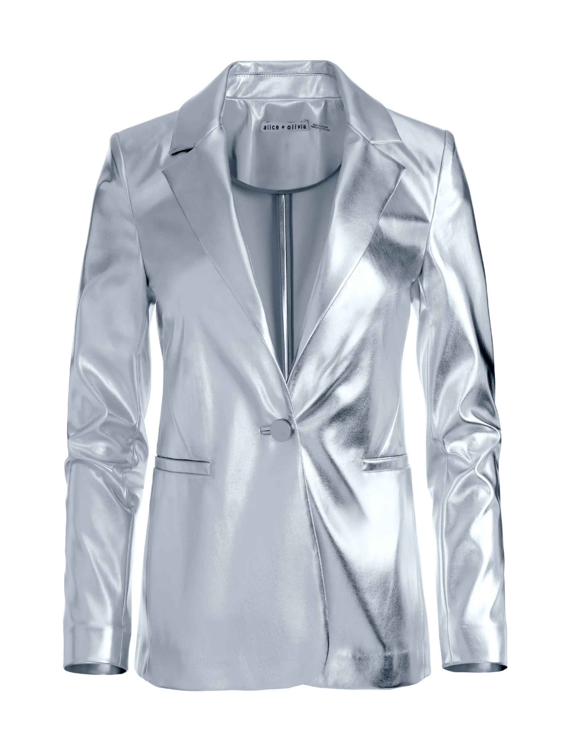 Alice and Olivia MACEY METALLIC VEGAN LEATHER BLAZER + LIVI METALLIC VEGAN LEATHER PANT *CLOTHING