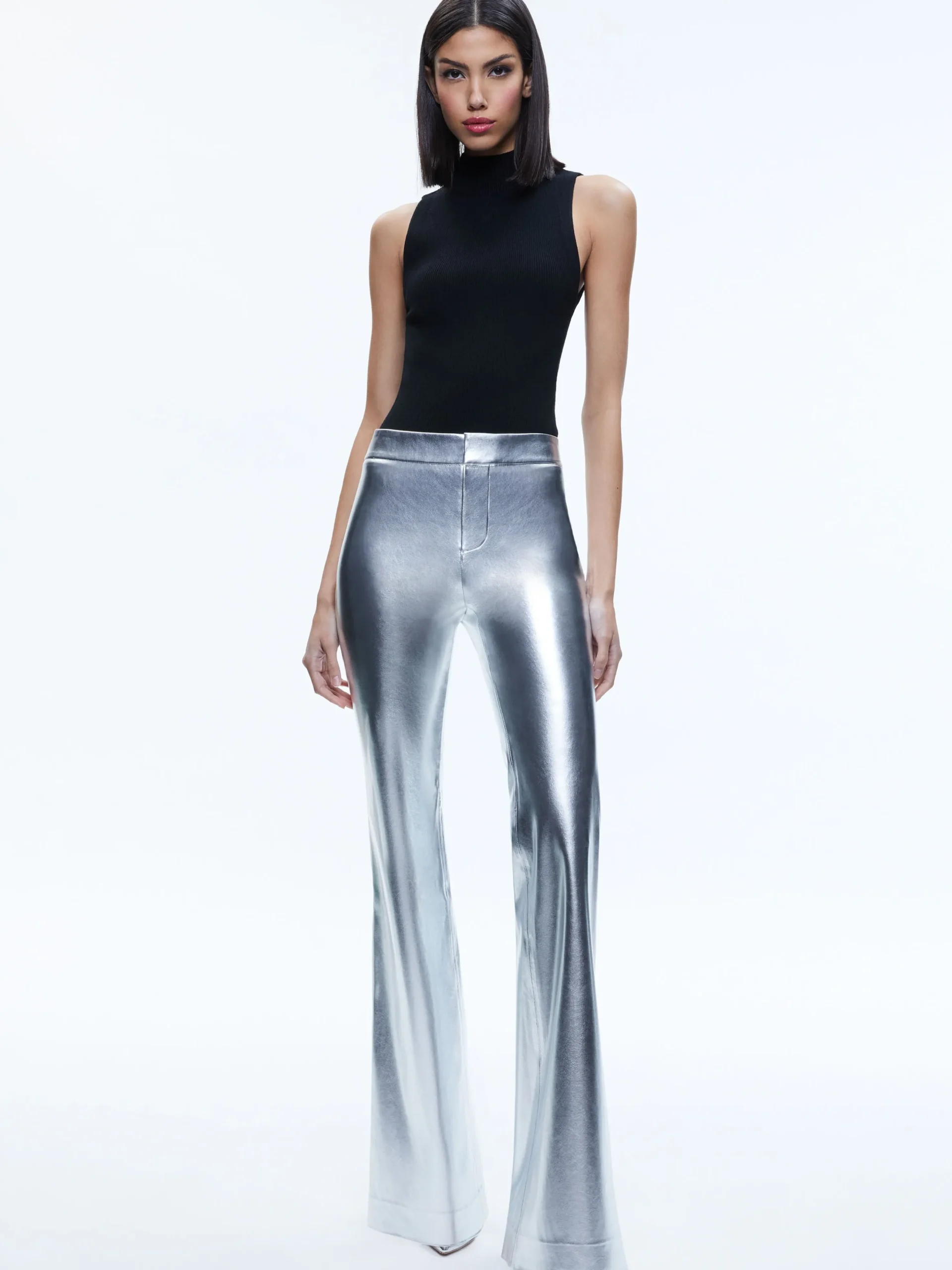 Alice and Olivia MACEY METALLIC VEGAN LEATHER BLAZER + LIVI METALLIC VEGAN LEATHER PANT *CLOTHING