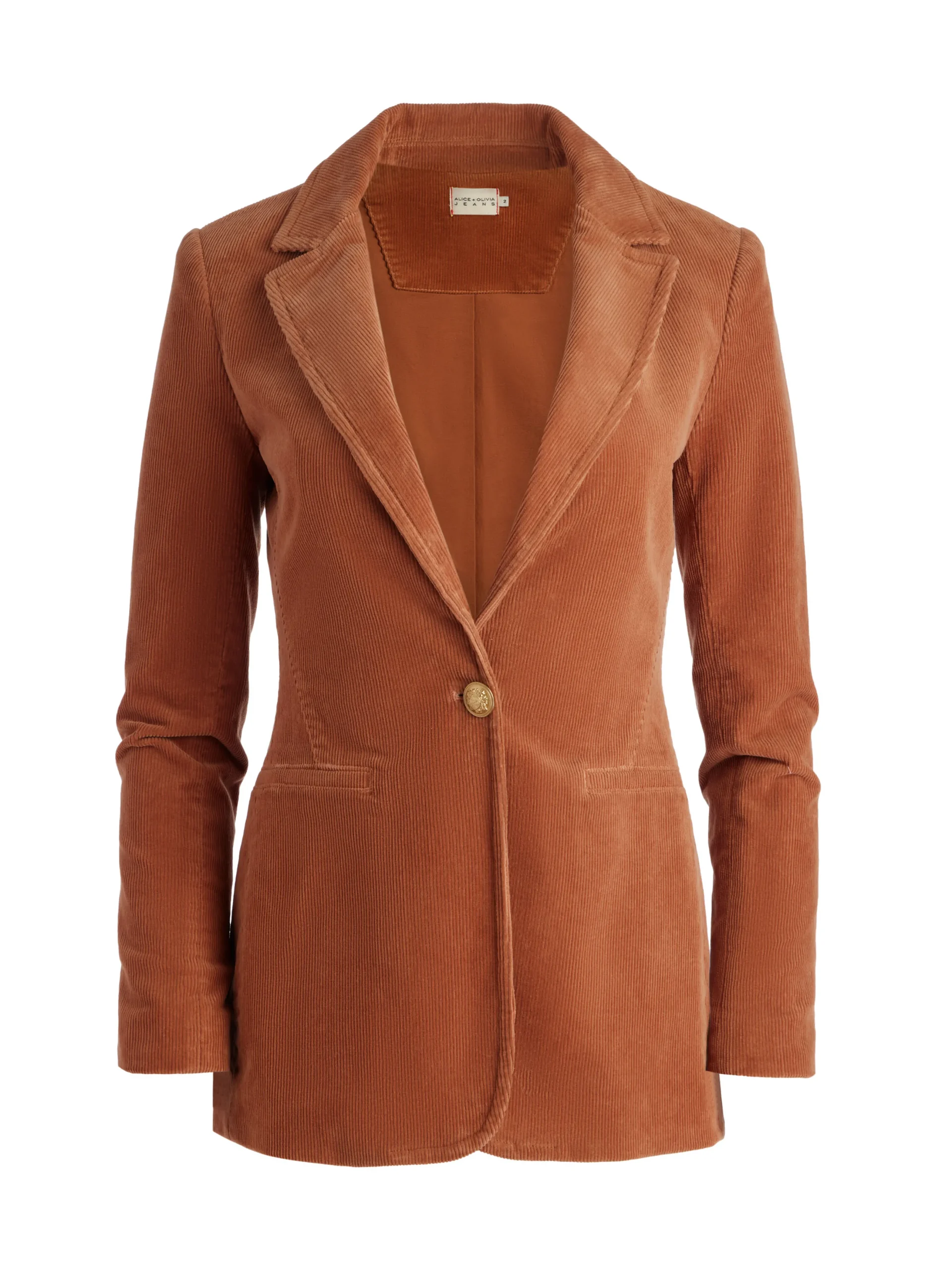 Alice and Olivia MACEY NOTCH COLLAR FITTED BLAZER CAMEL*CLOTHING