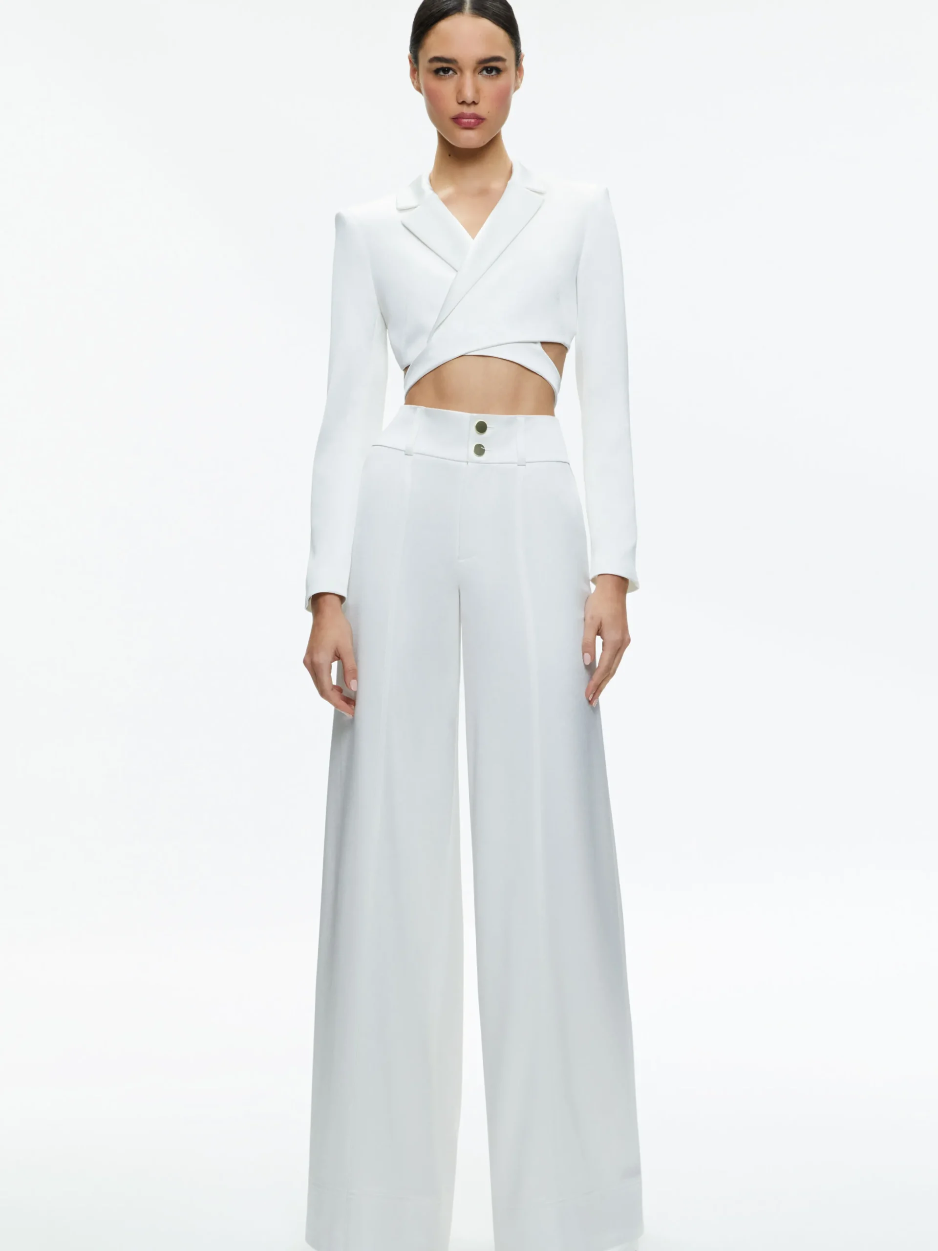 Alice and Olivia MAME HIGH RISE WIDE LEG CUFFED PANT OFF WHITE*FEATURED SHOPS | CLOTHING