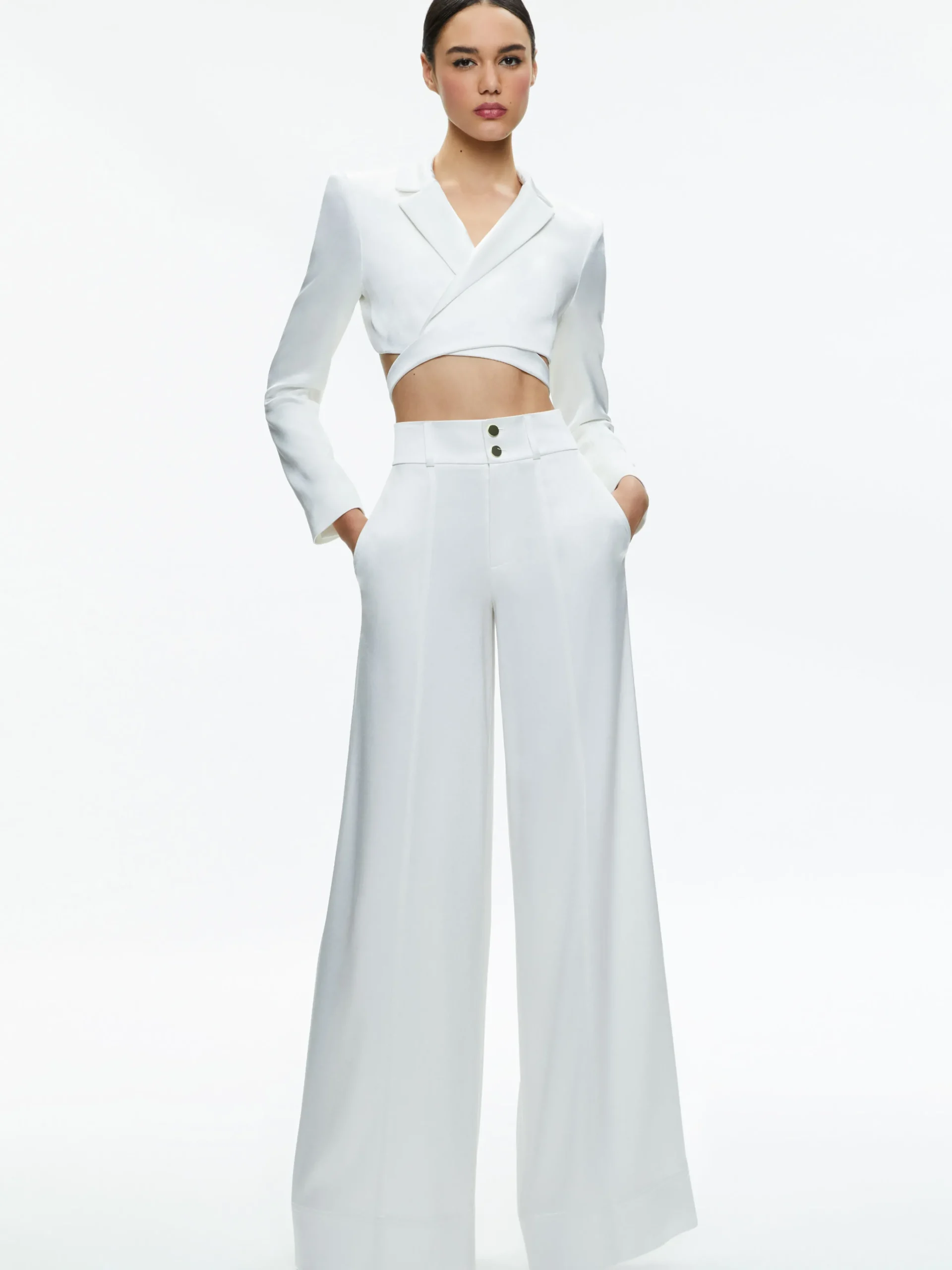 Alice and Olivia MAME HIGH RISE WIDE LEG CUFFED PANT OFF WHITE*FEATURED SHOPS | CLOTHING