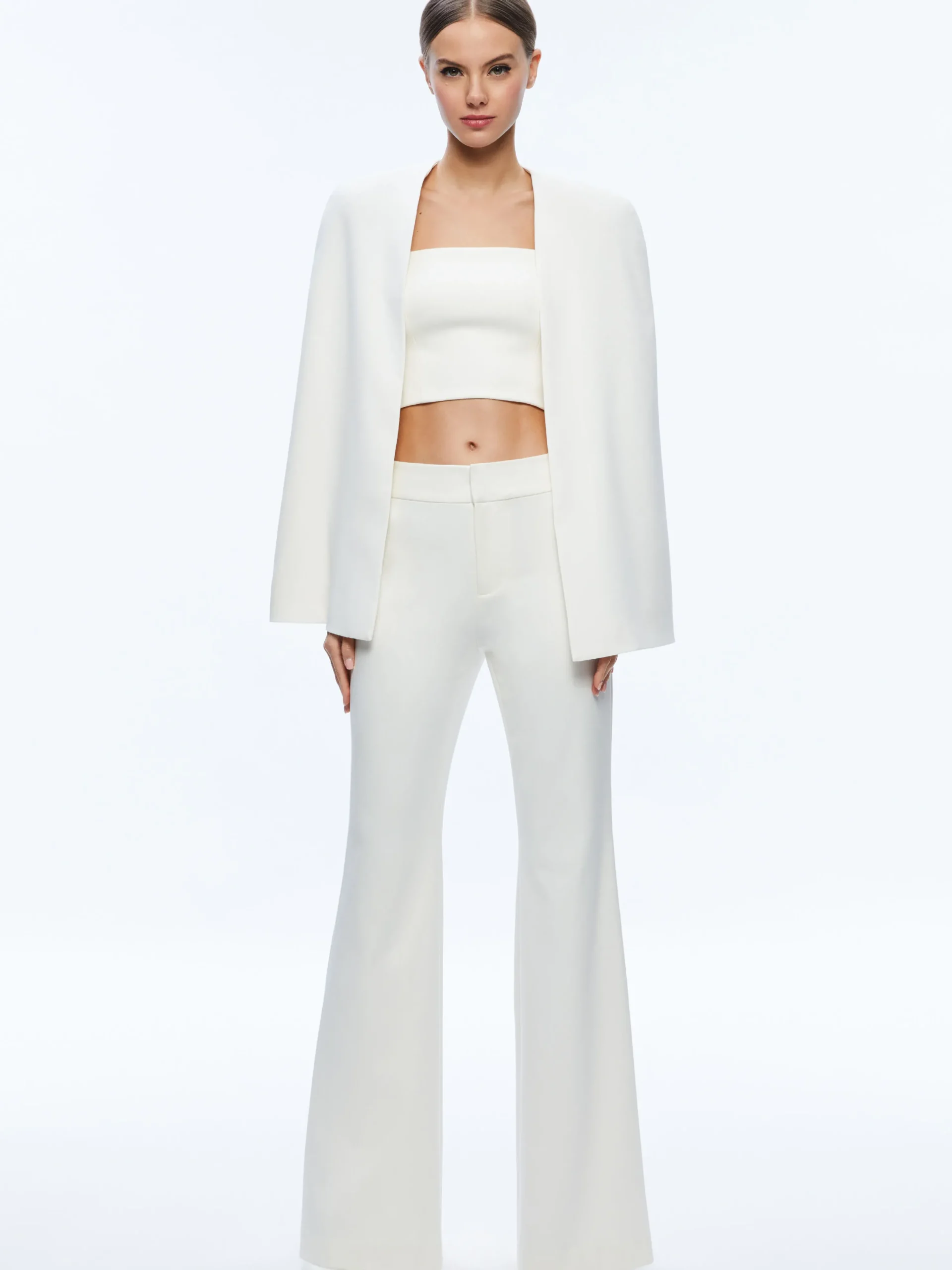Alice and Olivia MARICA SQUARE NECK CAPE TOP ECRU*CLOTHING