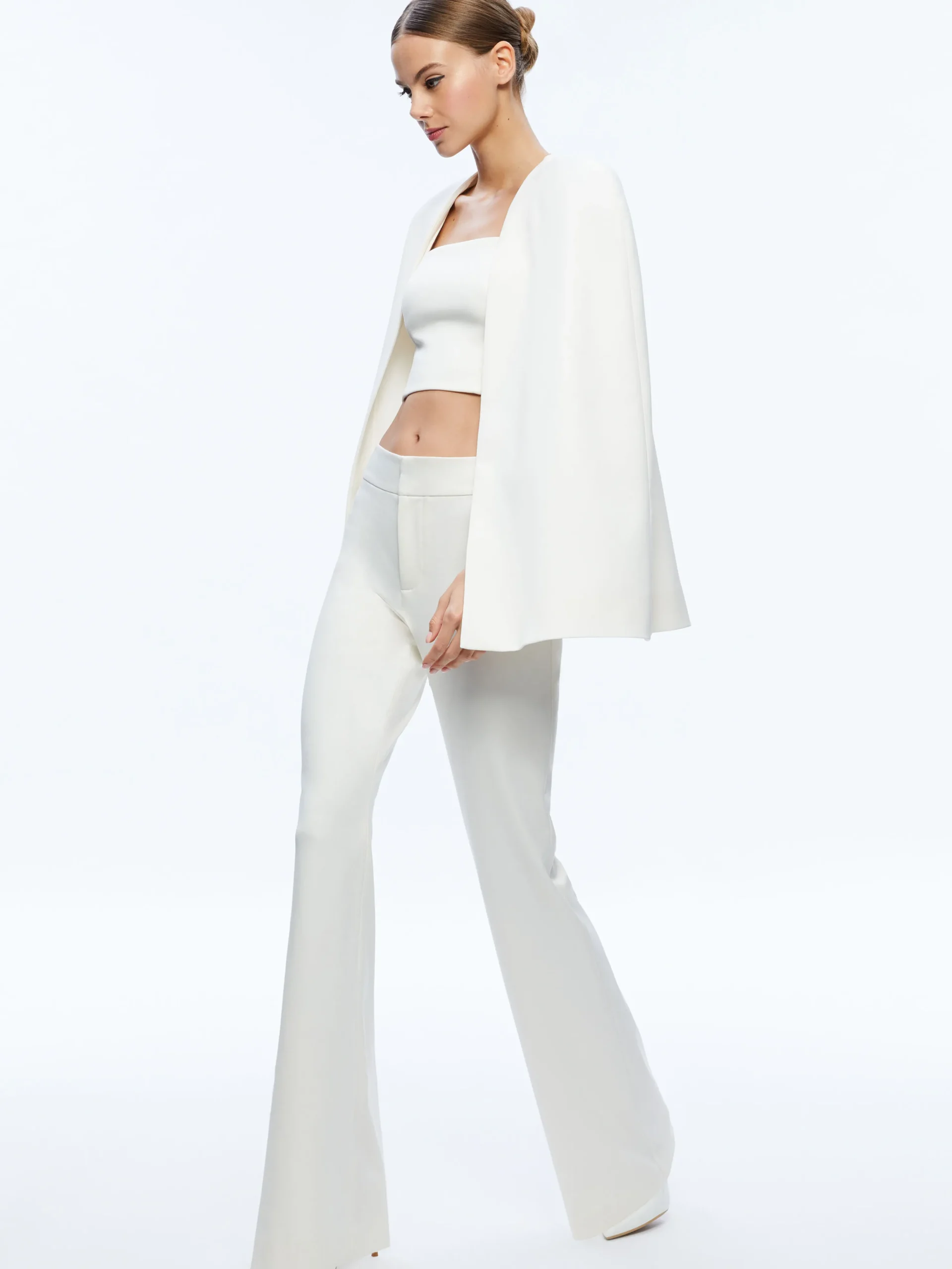 Alice and Olivia MARICA SQUARE NECK CAPE TOP ECRU*CLOTHING