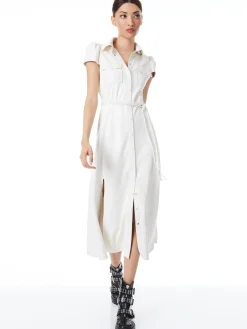 Alice and Olivia MIRANDA SHORT SLEEVE VEGAN LEATHER MIDI DRESS *FEATURED SHOPS | FEATURED SHOPS | DRESSES | CLOTHING