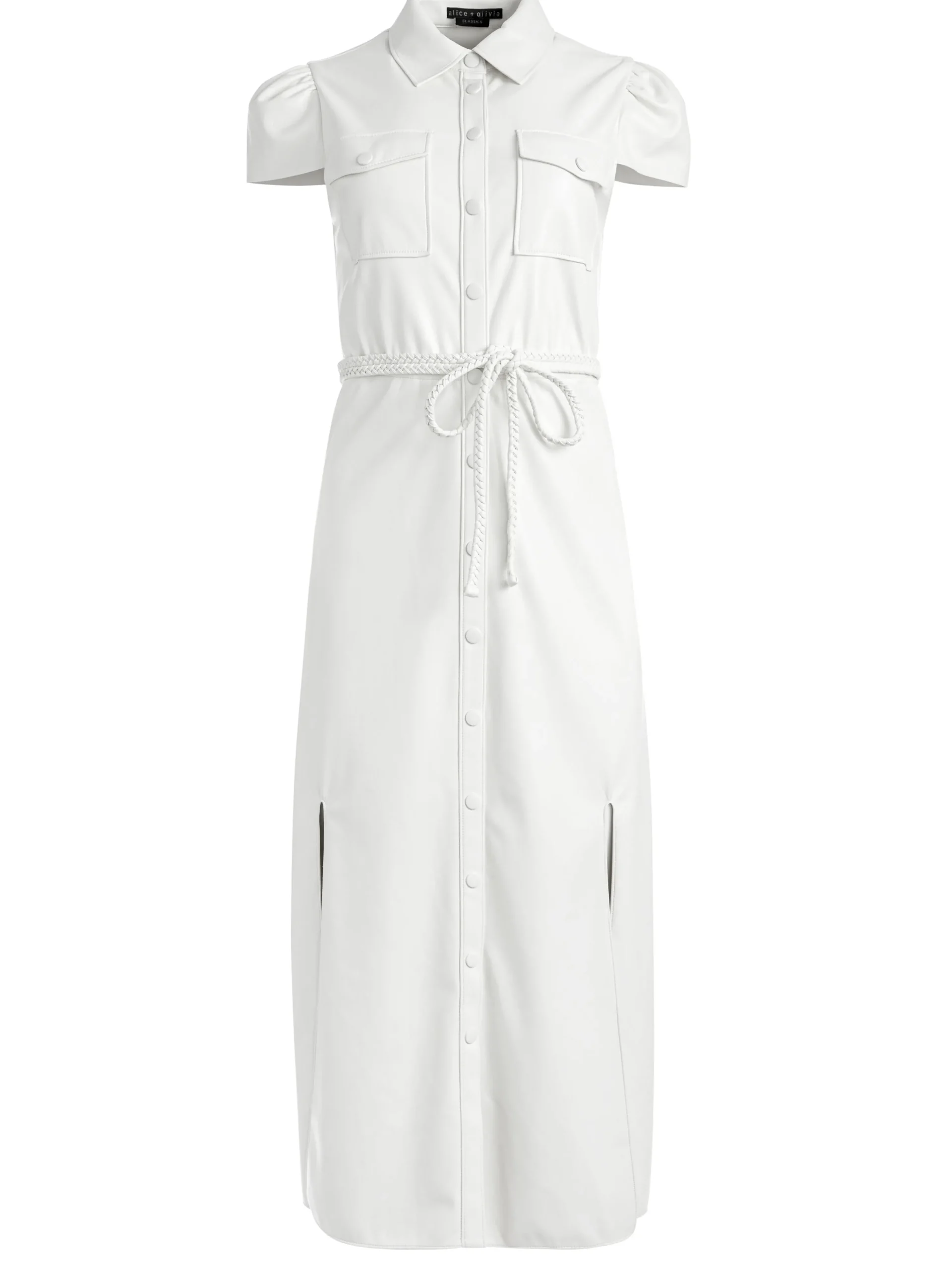 Alice and Olivia MIRANDA SHORT SLEEVE VEGAN LEATHER MIDI DRESS *FEATURED SHOPS | FEATURED SHOPS | DRESSES | CLOTHING