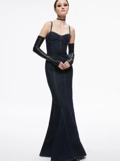 Alice and Olivia NATACHA GODET MAXI DENIM DRESS DARK RINSE*FEATURED SHOPS | DRESSES | DRESSES | CLOTHING