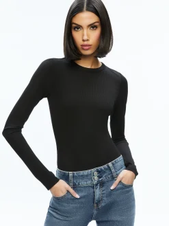 Alice and Olivia OLEA ROUND NECK BODYSUIT BLACK*FEATURED SHOPS | CLOTHING