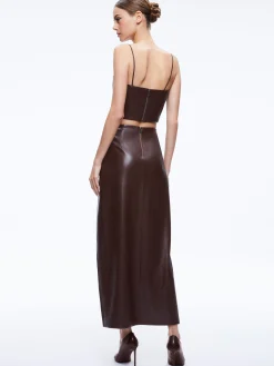 Alice and Olivia PEARLE VEGAN LEATHER BUSTIER TOP TOFFEE*FEATURED SHOPS | FEATURED SHOPS | CLOTHING